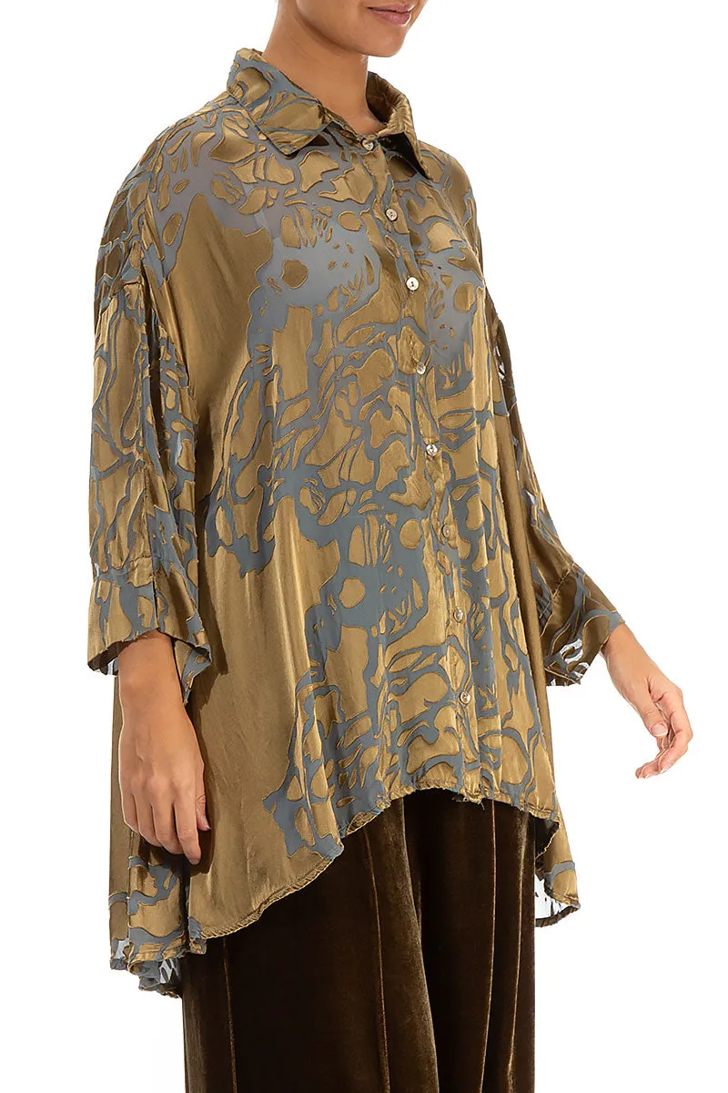 Loose Roses Silver Sage Silk Shirt