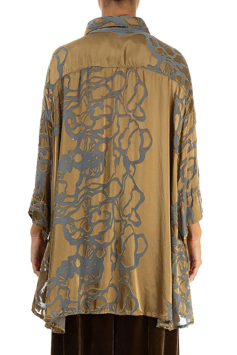 Loose Roses Silver Sage Silk Shirt