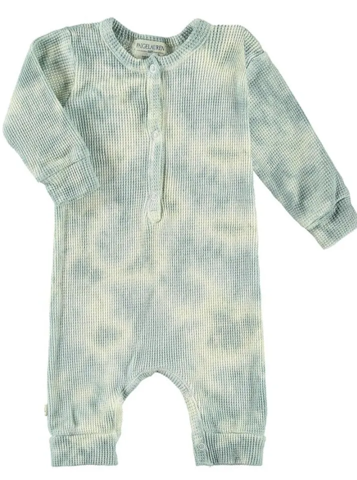 Marble Thermal Henley Coverall - Sage Tie Dye