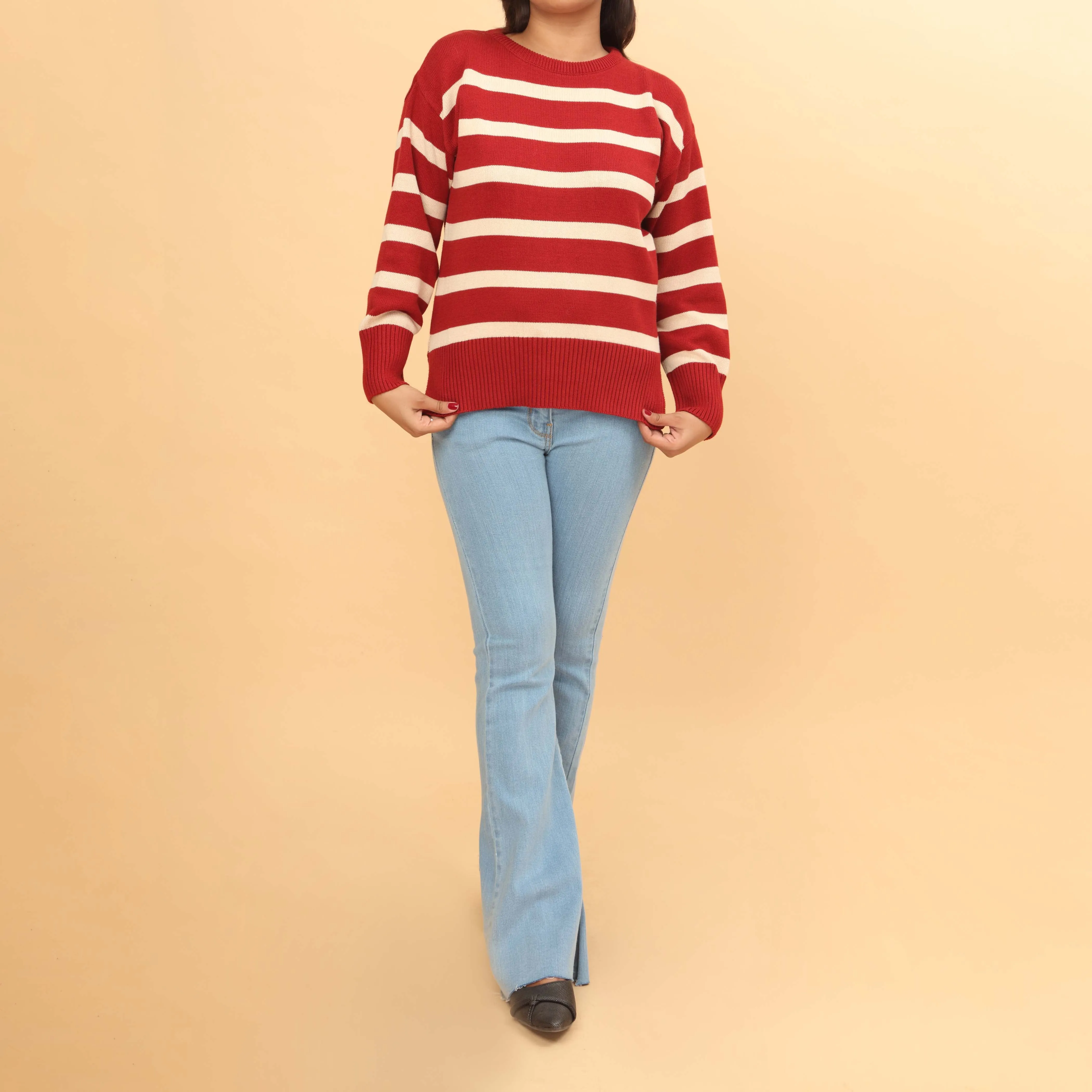 Maroon Cotton Thread Winter Sweater PW4805