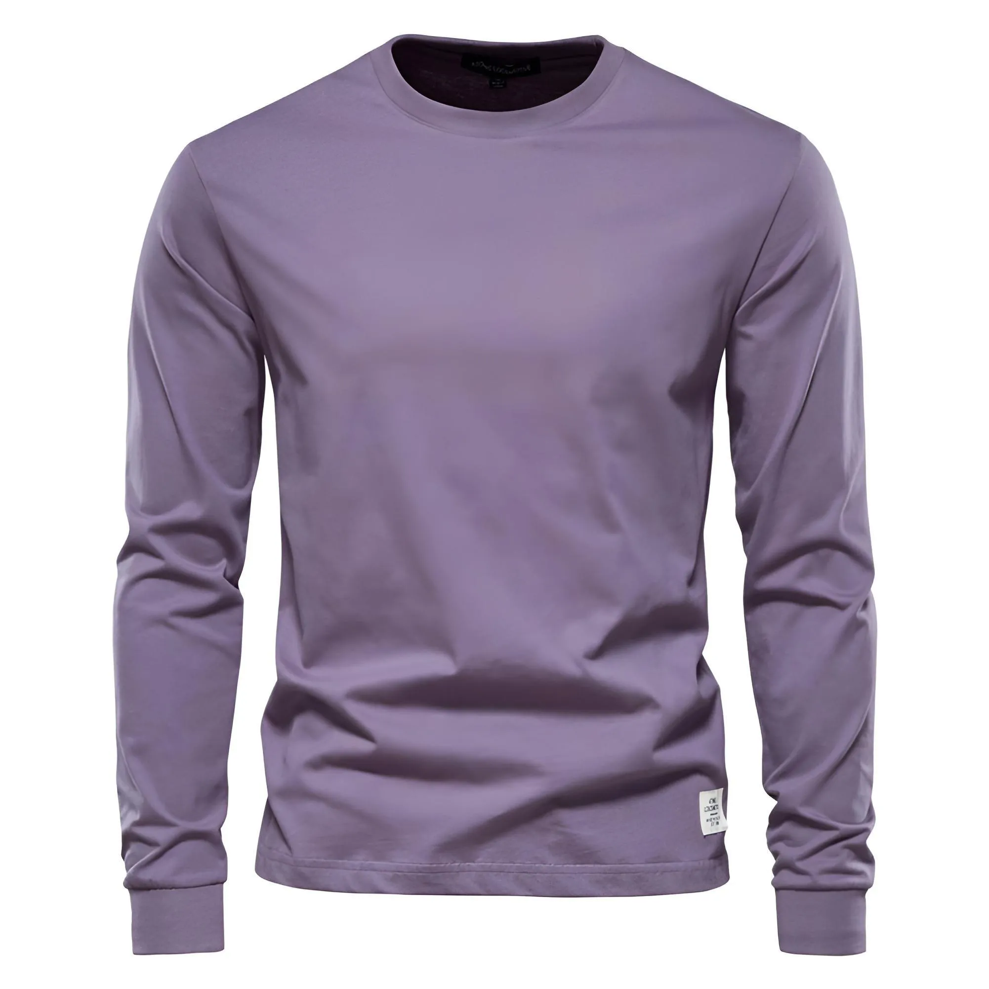 Men's Cotton Pullover Tops Comfortable Anti-Pilling Crew Neck Elastic Cuff Long Sleeve Essential Shirts For Men