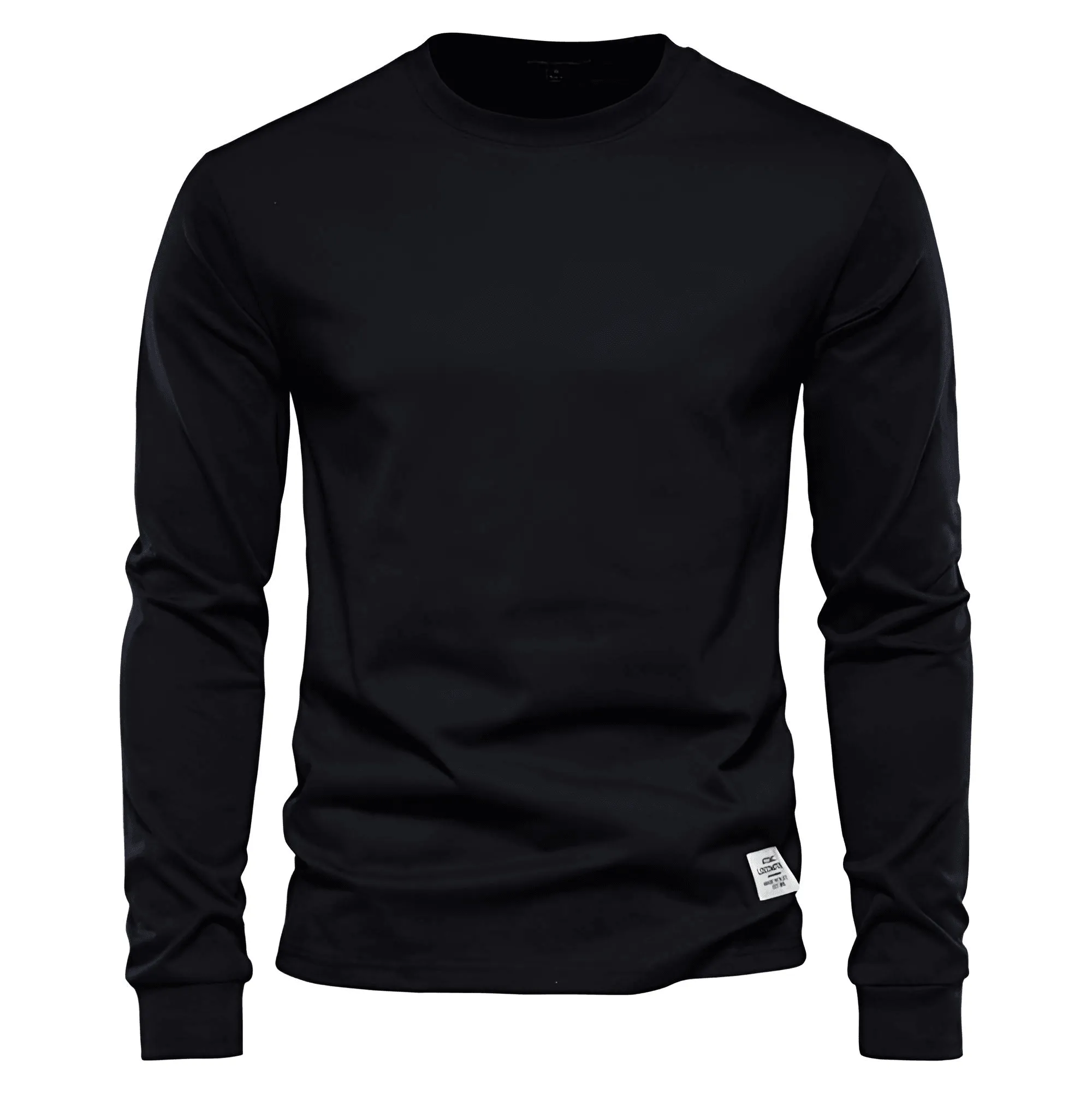 Men's Cotton Pullover Tops Comfortable Anti-Pilling Crew Neck Elastic Cuff Long Sleeve Essential Shirts For Men