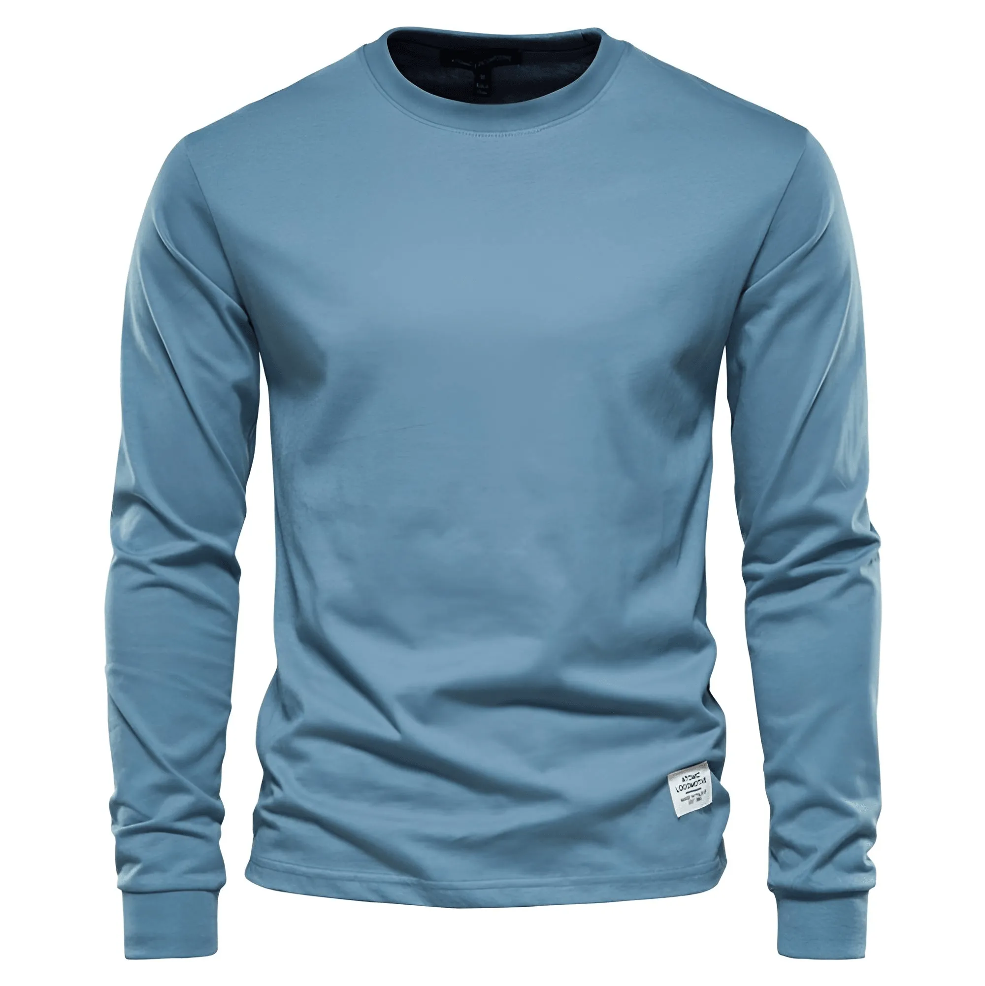 Men's Cotton Pullover Tops Comfortable Anti-Pilling Crew Neck Elastic Cuff Long Sleeve Essential Shirts For Men