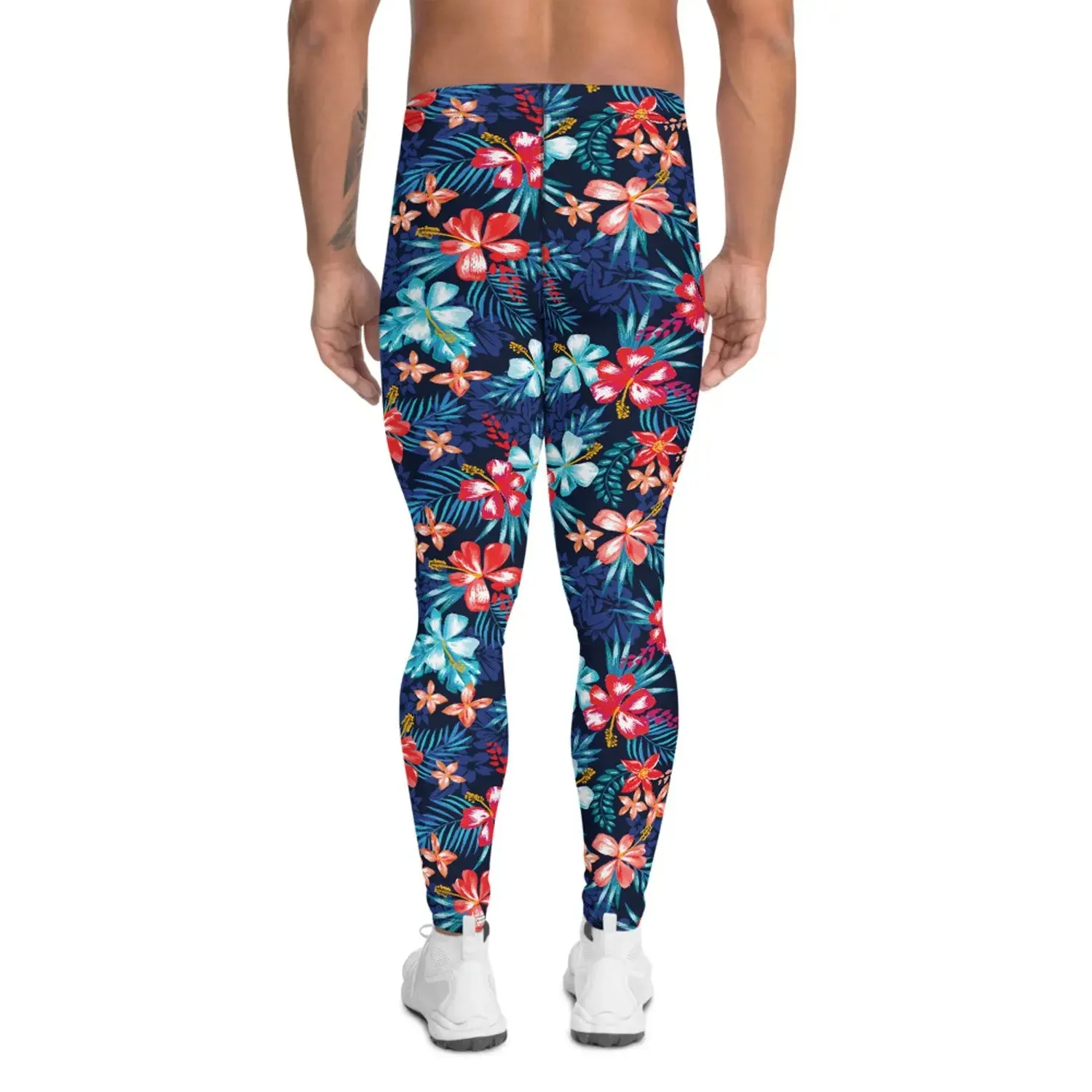 Men's Floral Hibiscus Leggings - Moisture-Wicking, Quick-Drying, Squats Approved