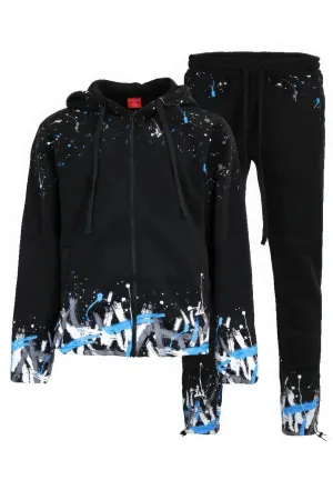 Men's Paint Splatter Fleece Set comfortable fleece outfit