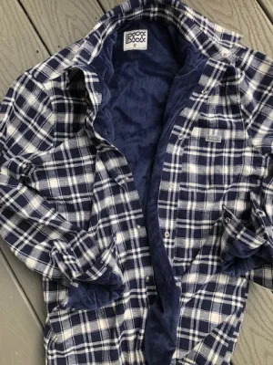 Micro fleece lined Navy Check Flannel