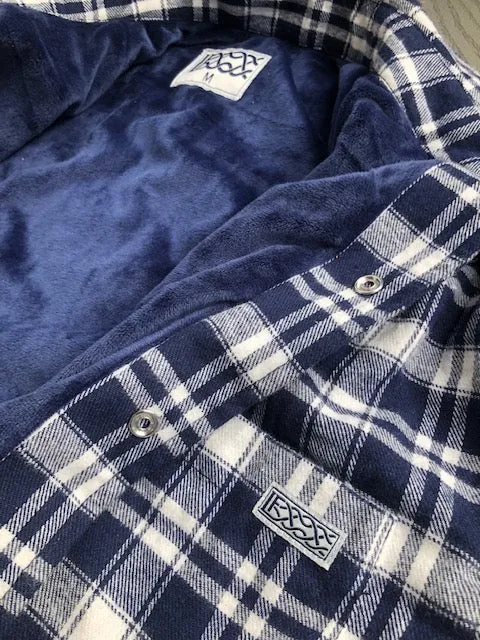 Micro fleece lined Navy Check Flannel