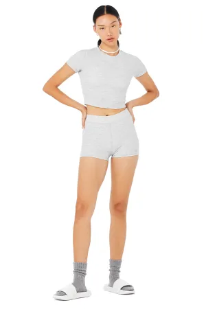 Micro Waffle Sierra Short Sleeve Top & Micro Waffle Pleasant Boyshort Set