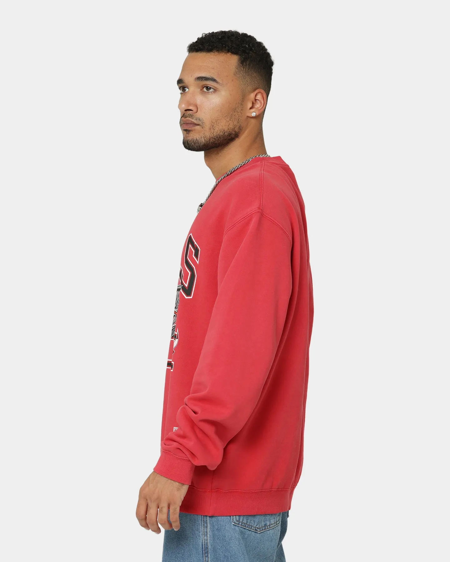 Mitchell & Ness Chicago Bulls Hoop Crewneck Faded Red