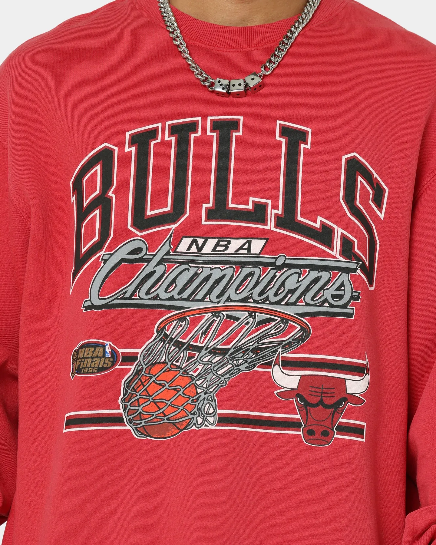 Mitchell & Ness Chicago Bulls Hoop Crewneck Faded Red