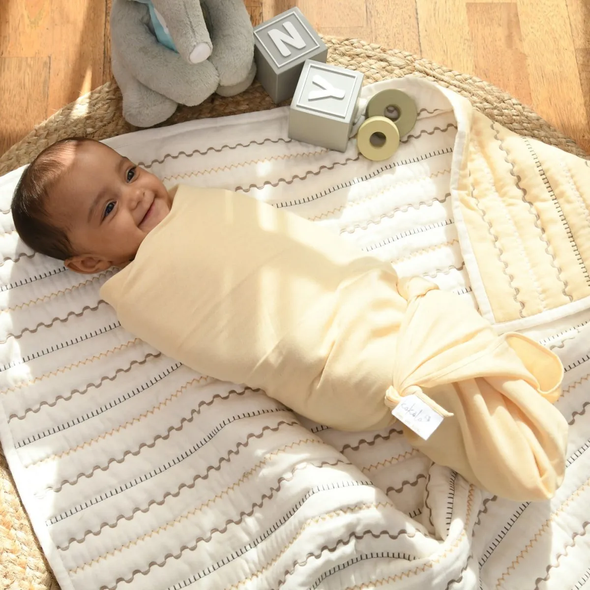 Naturally Dyed Organic Muslin Quilt- Ziggity Zaggity