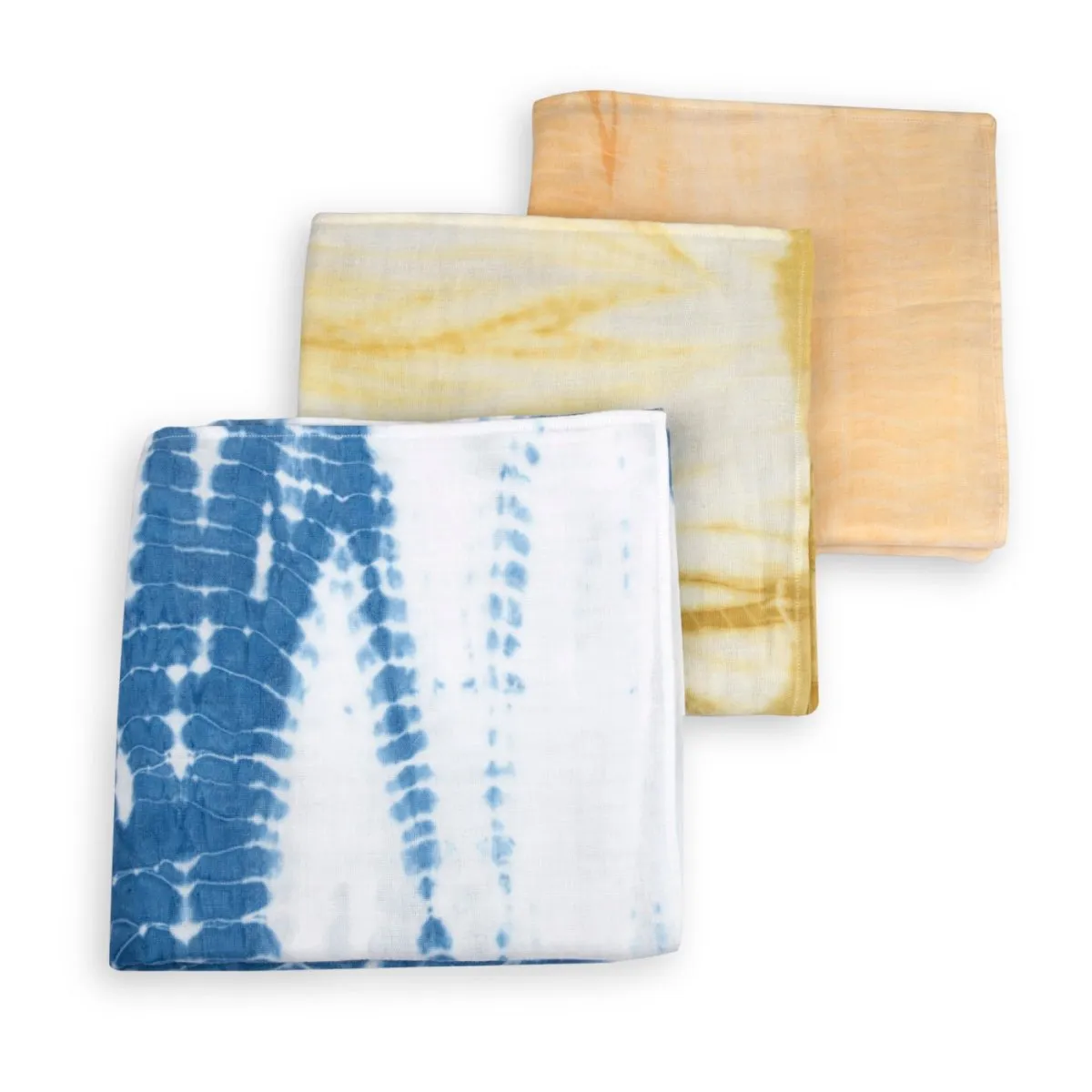 Naturally Dyed Organic Muslin Swaddles (Set of 3)- Ripples