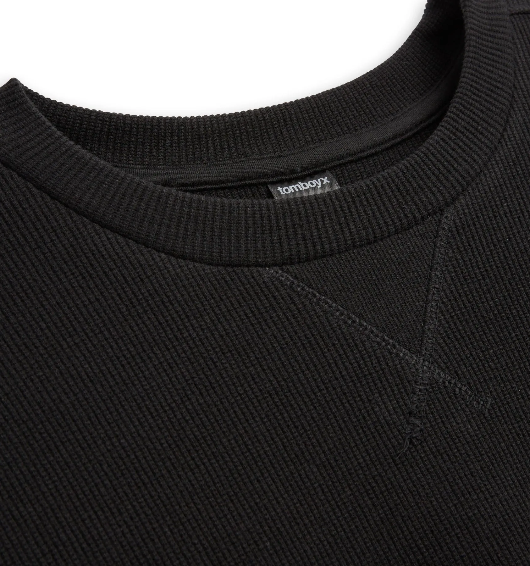 Organic Cotton Waffle Long Sleeve Crew - Black