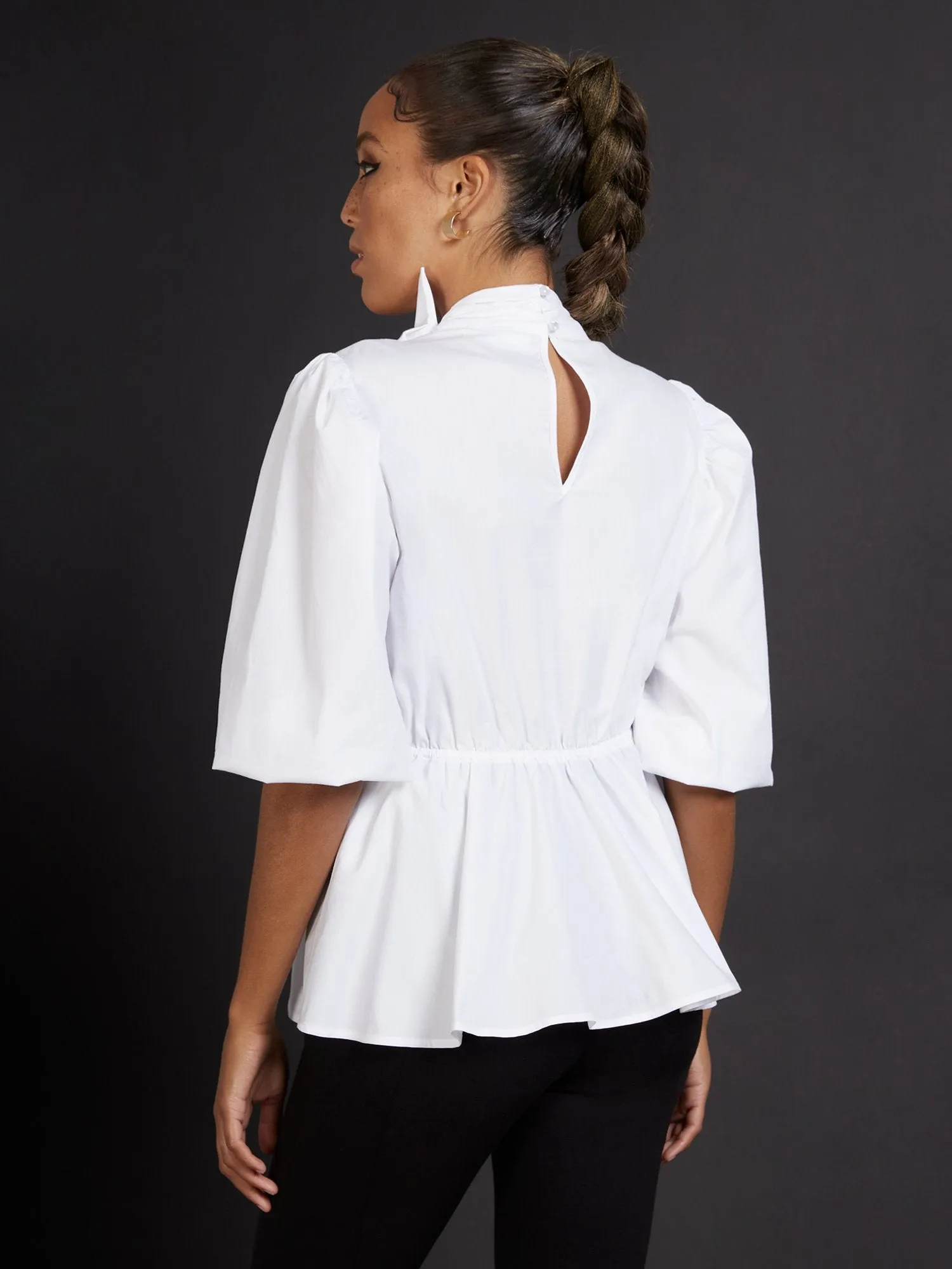 Peplum Bow Poplin Top