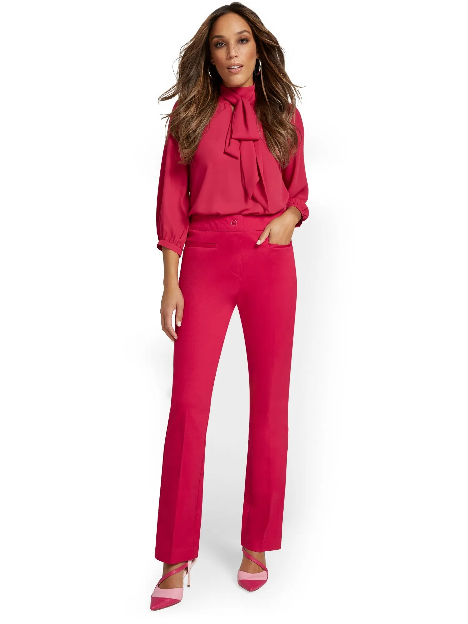 Petite High-Waisted Pull-On Bootcut Pant - NY&Chic Collection