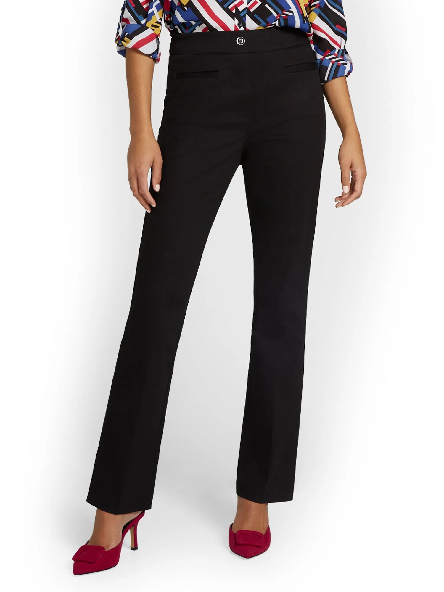 Petite High-Waisted Pull-On Bootcut Pant - NY&Chic Collection