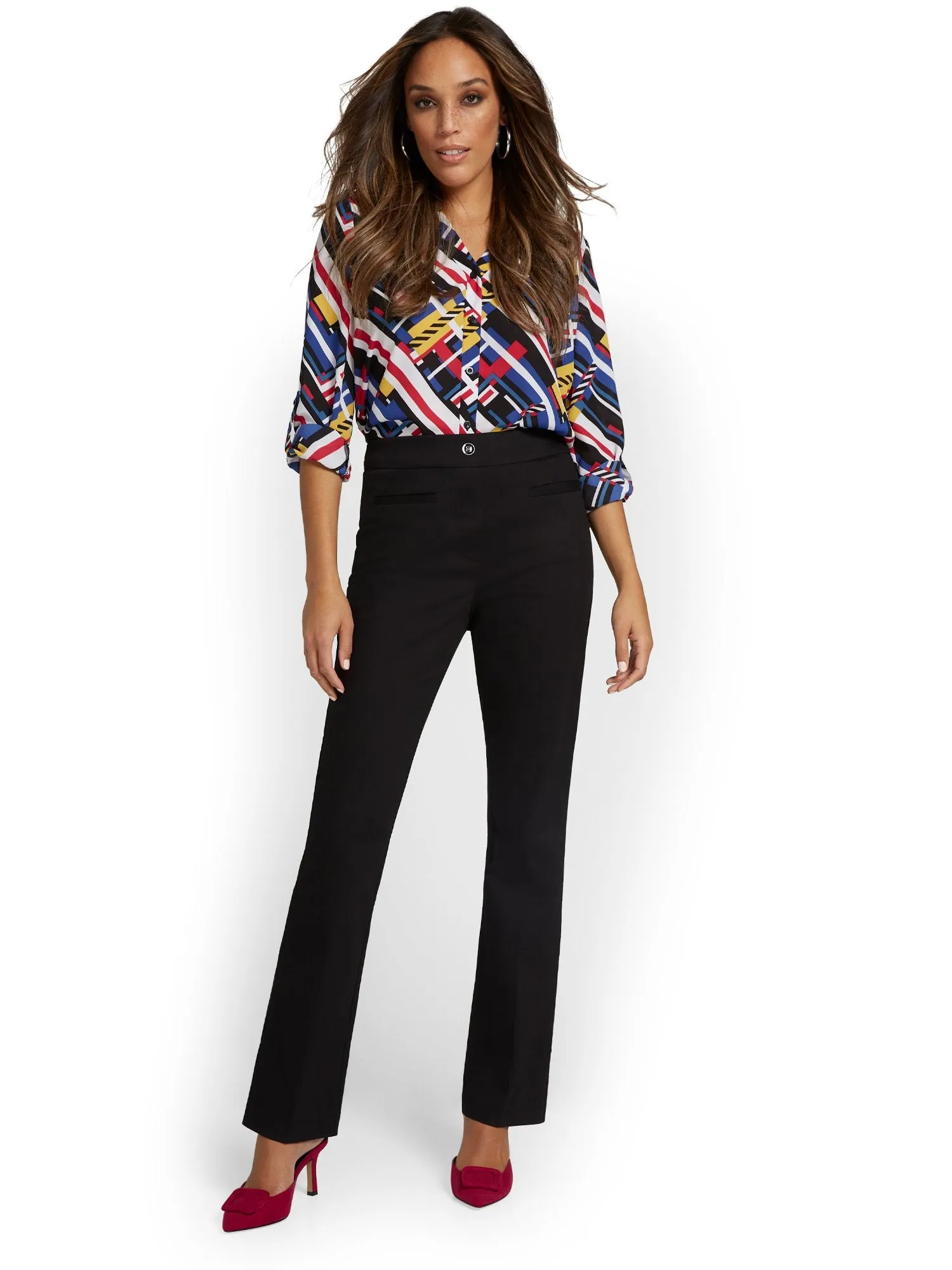 Petite High-Waisted Pull-On Bootcut Pant - NY&Chic Collection