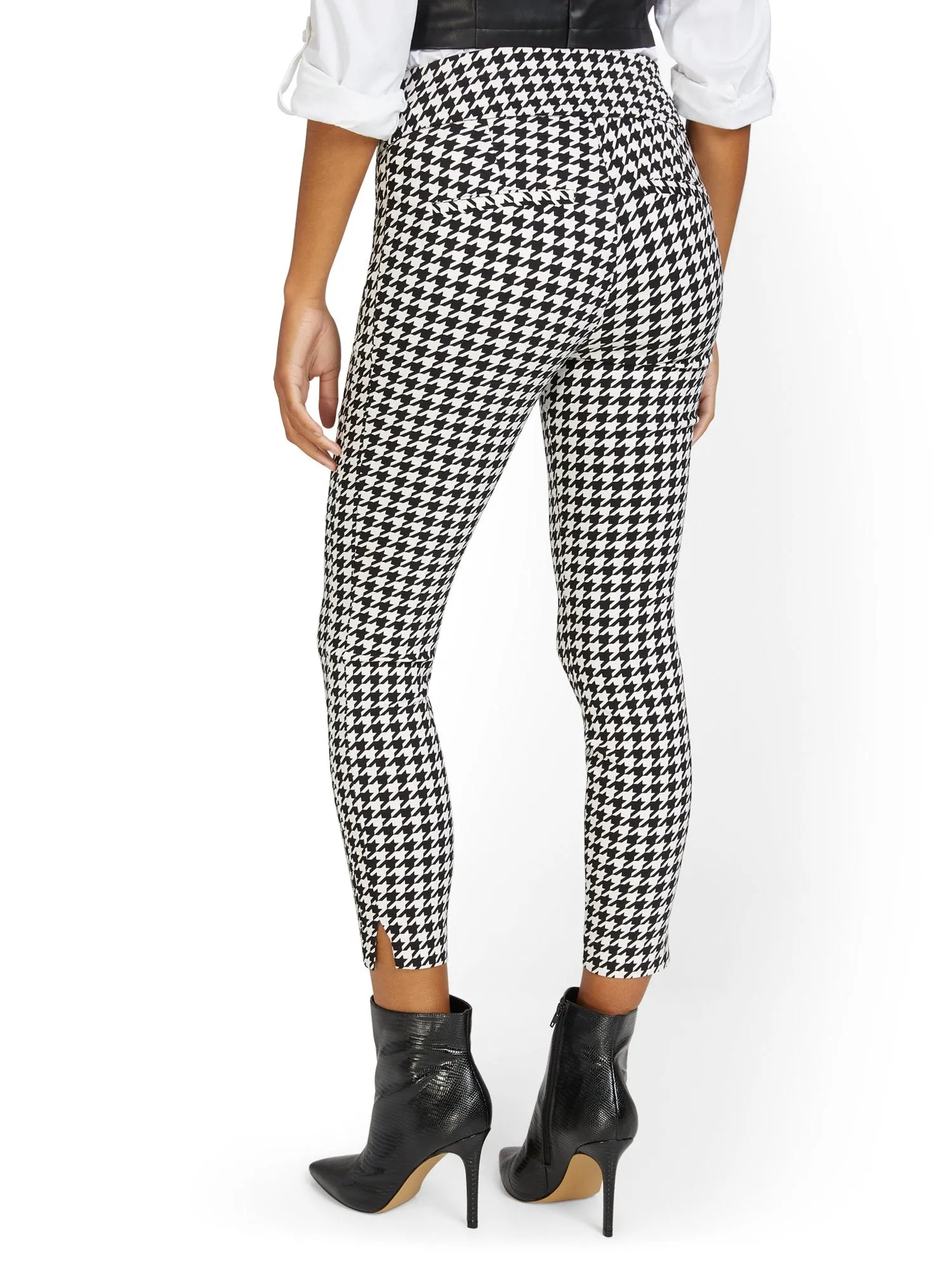 Petite Whitney High-Waisted Pull-On Slim-Leg Ankle Pant - Houndstooth