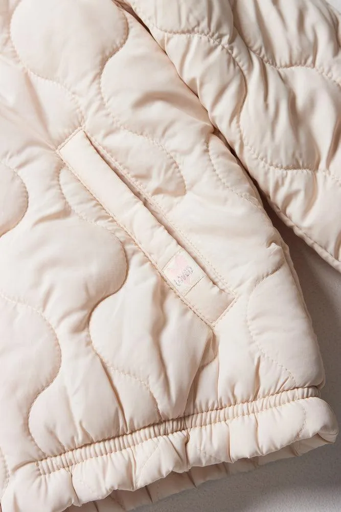 Quilted Hooded Jacket Natural