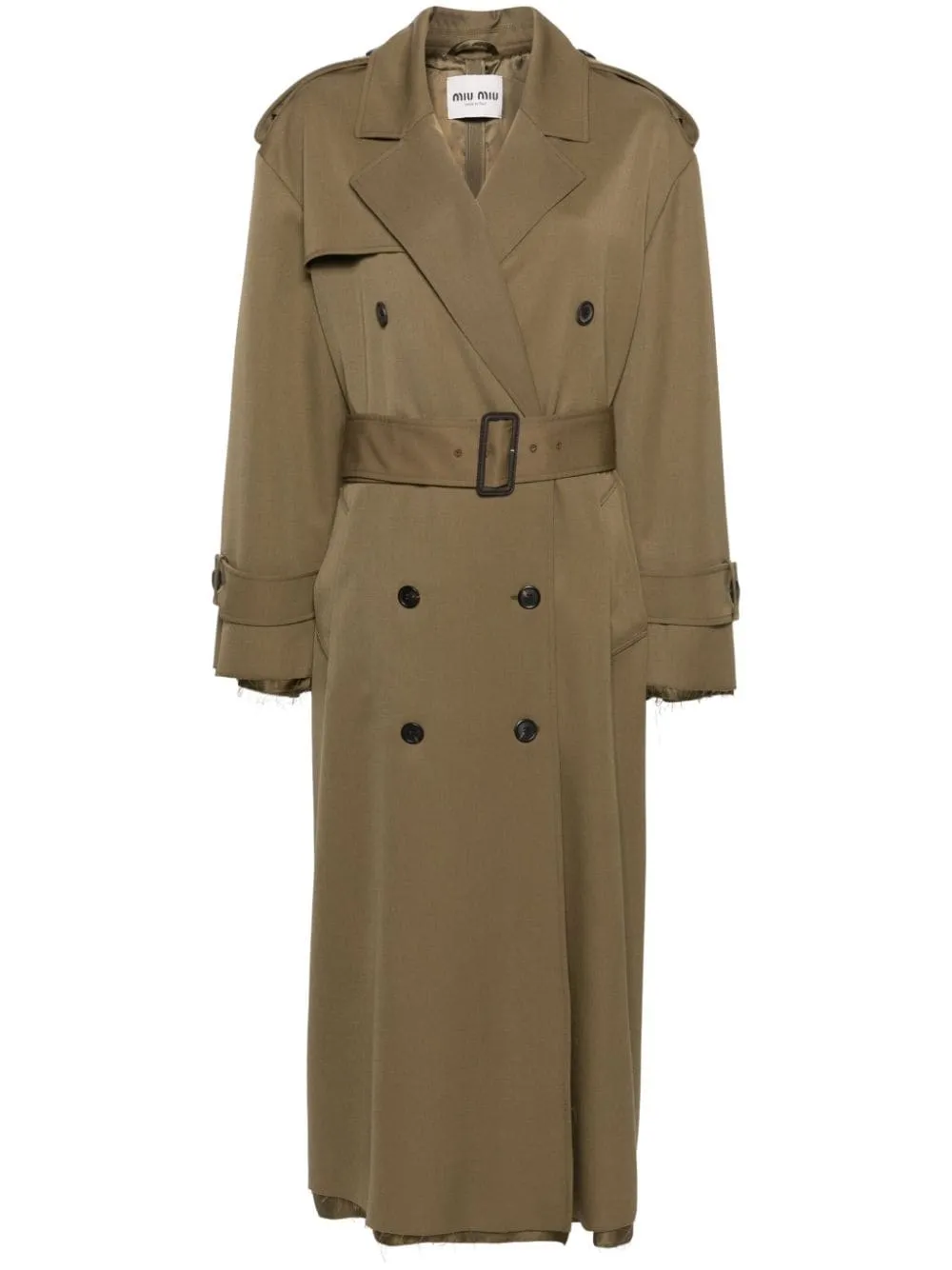 raw-cut maxi trench coat