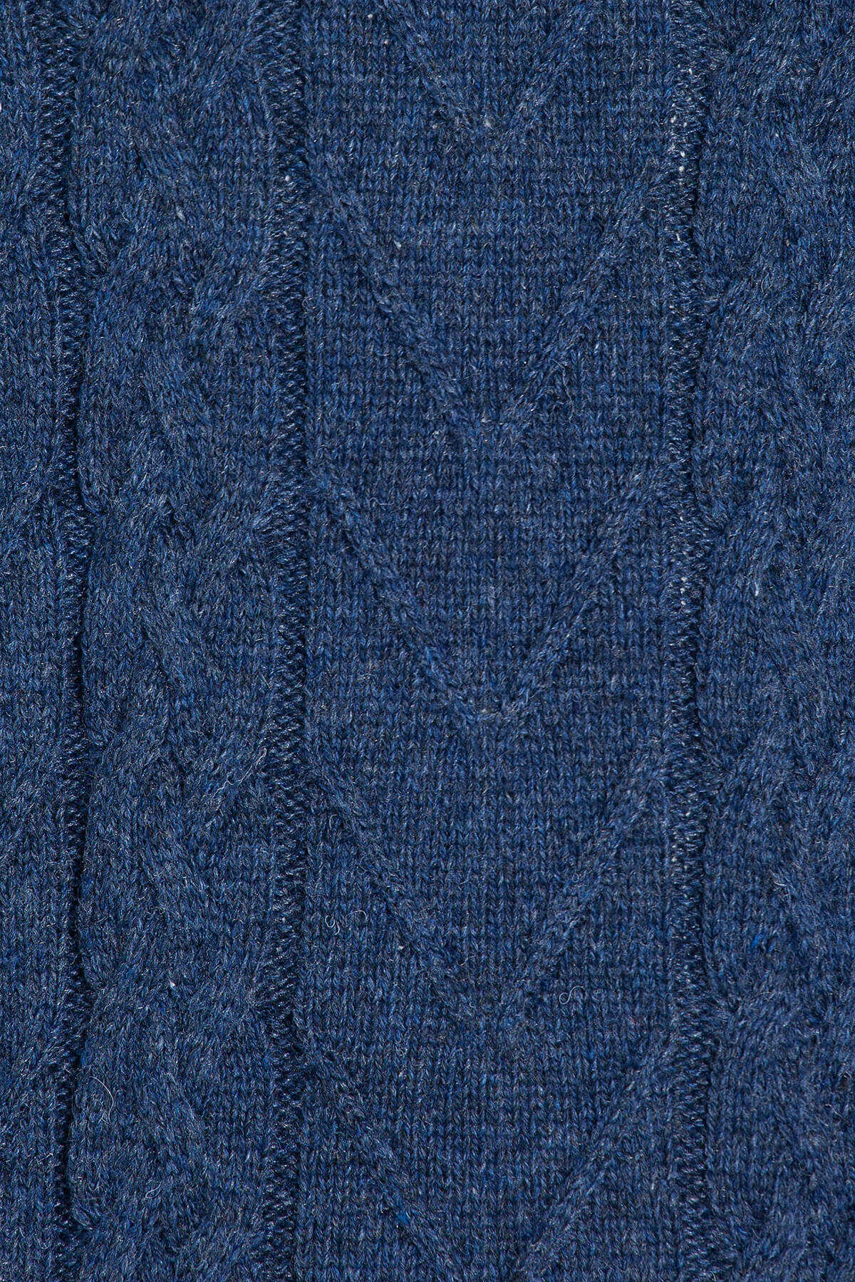 Regular Fit Wool Blend Indigo Turtleneck Sweater