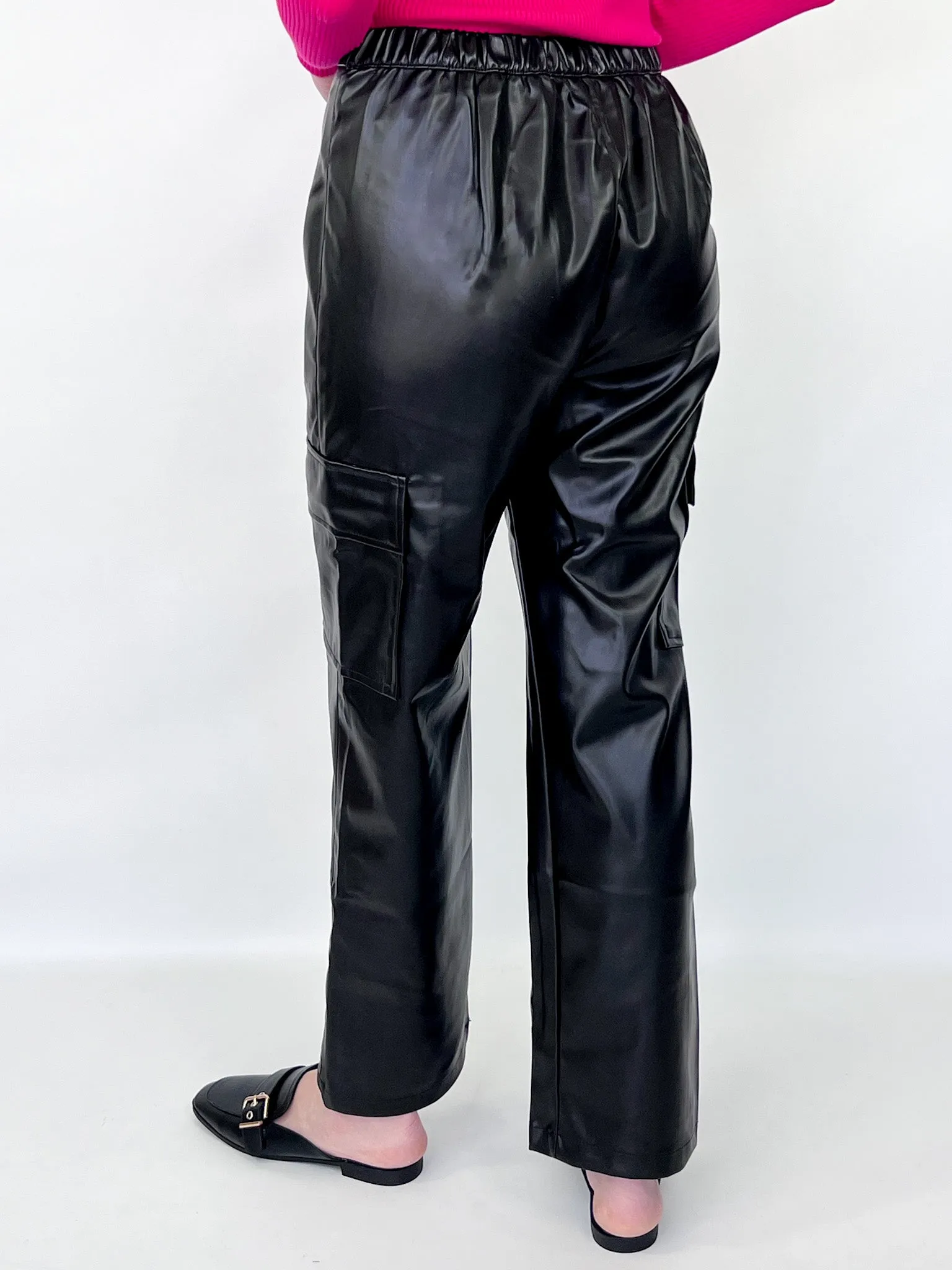 Remi - Faux Leather Cargo Pants