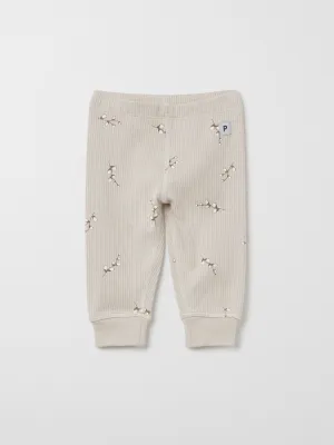 Ribbed Twig Print Baby Leggings