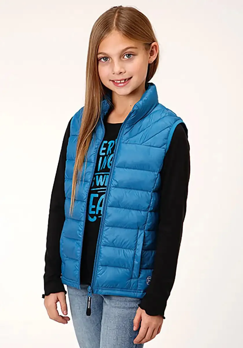 Roper Girl's Lightweigth Puffer Vest (Teal) - Children's Vest