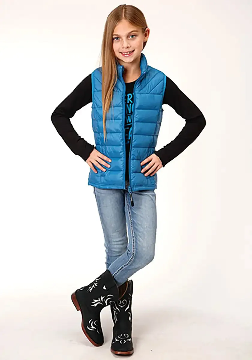 Roper Girl's Lightweigth Puffer Vest (Teal) - Children's Vest