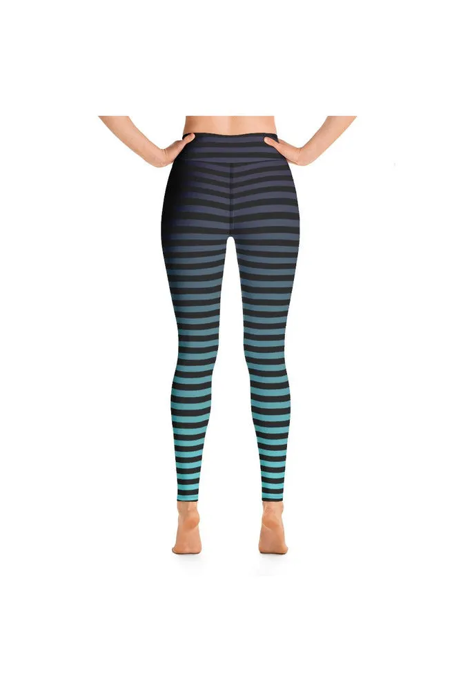 Shades of Blue Stripes Yoga Leggings