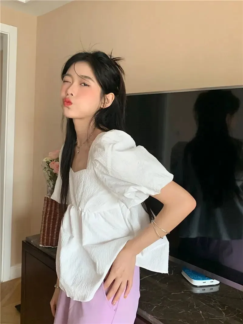 Simple Sweet Basics Korean Style All-Match Blouses