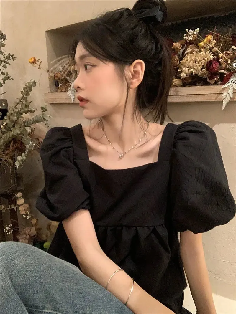 Simple Sweet Basics Korean Style All-Match Blouses