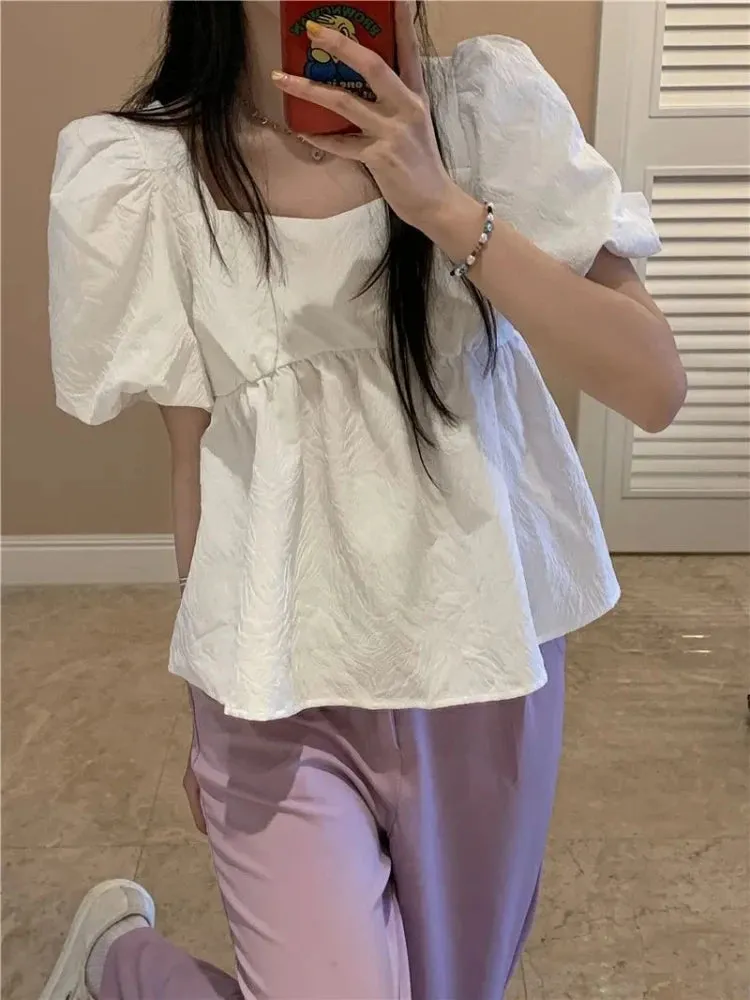 Simple Sweet Basics Korean Style All-Match Blouses