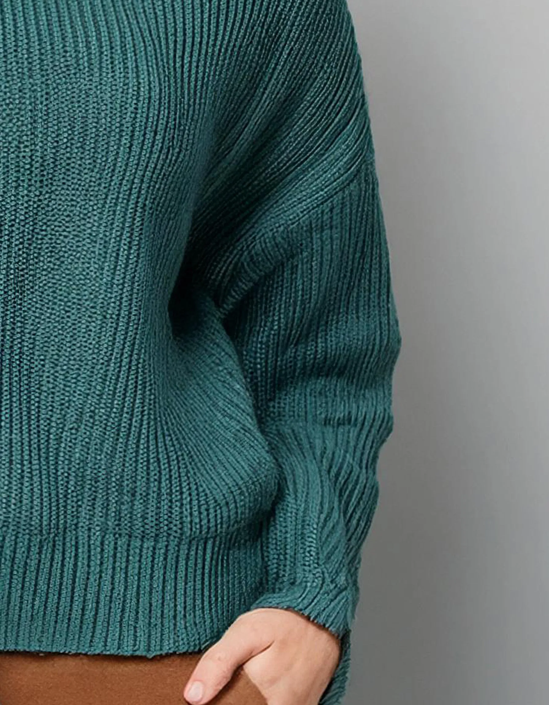 Teal Blue Relaxed Fit Turtleneck