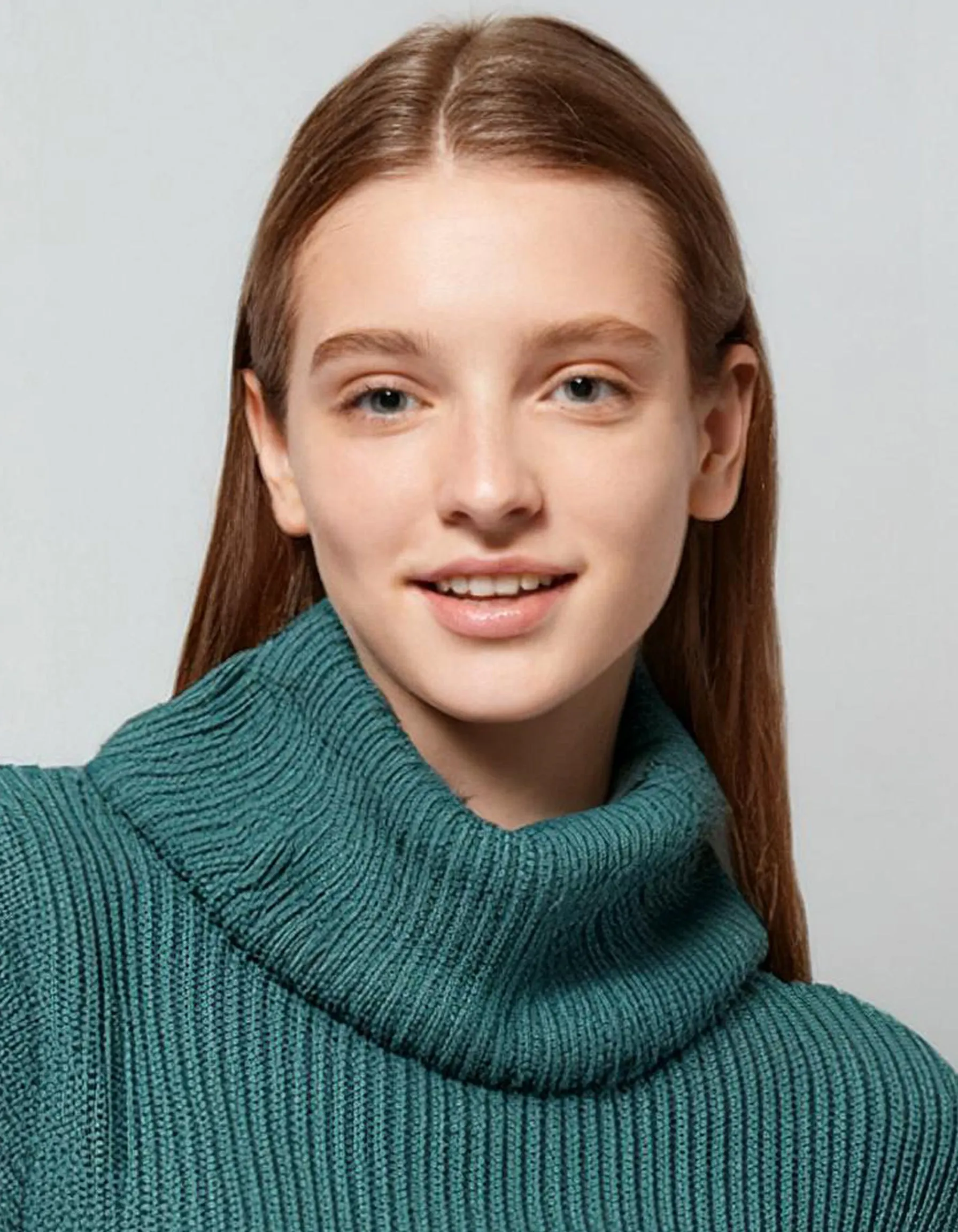 Teal Blue Relaxed Fit Turtleneck