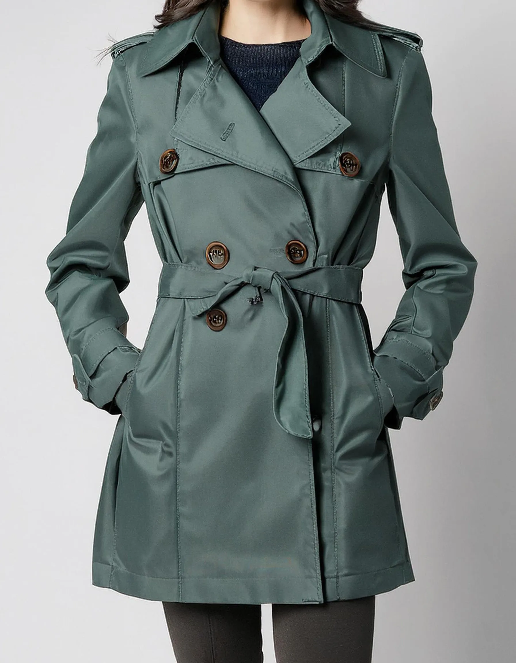 Teal Water-Resistant Trench Coats