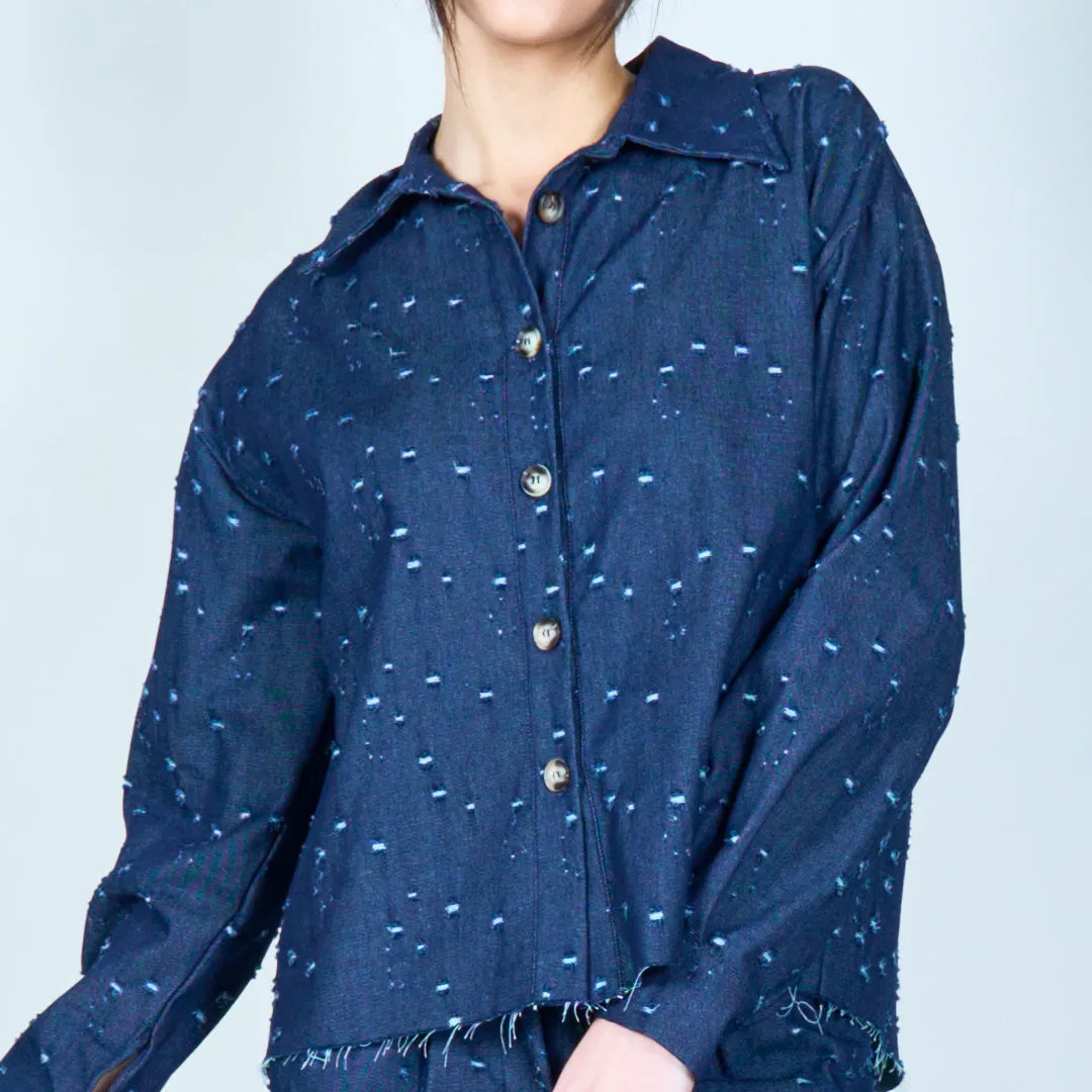 Textured denim button-up shirt wholesale