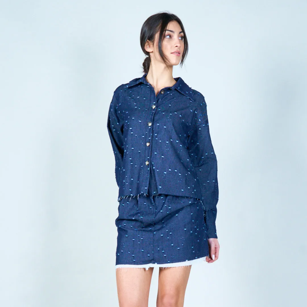 Textured denim button-up shirt wholesale