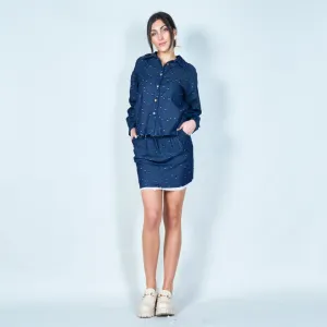 Textured denim button-up shirt wholesale