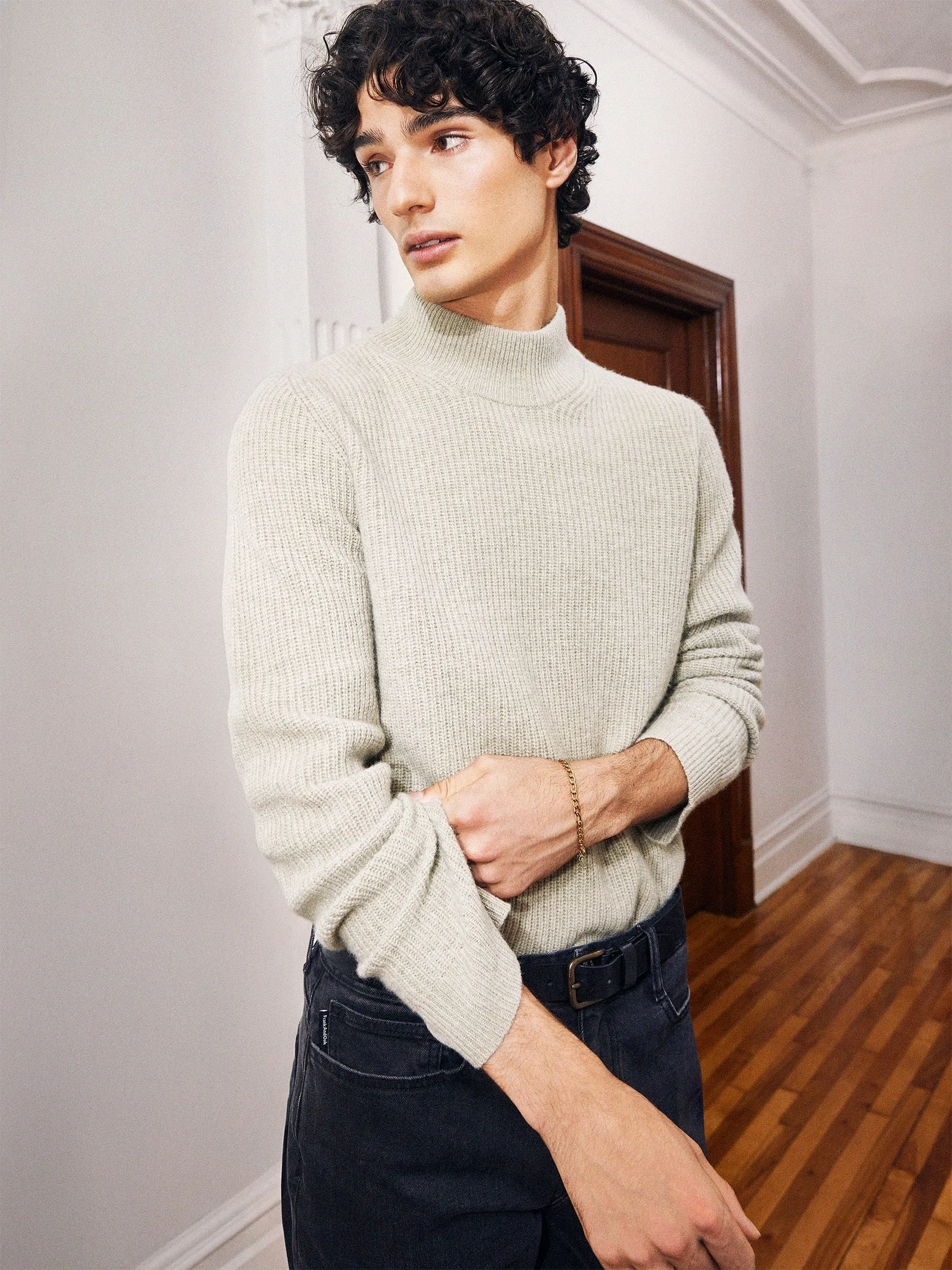 The Yak Wool Mock Neck  in Marsh Green