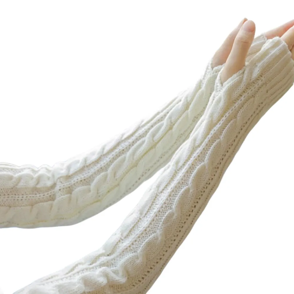 Thickened Knitted Wool Twist Half-Finger Gloves for Kids