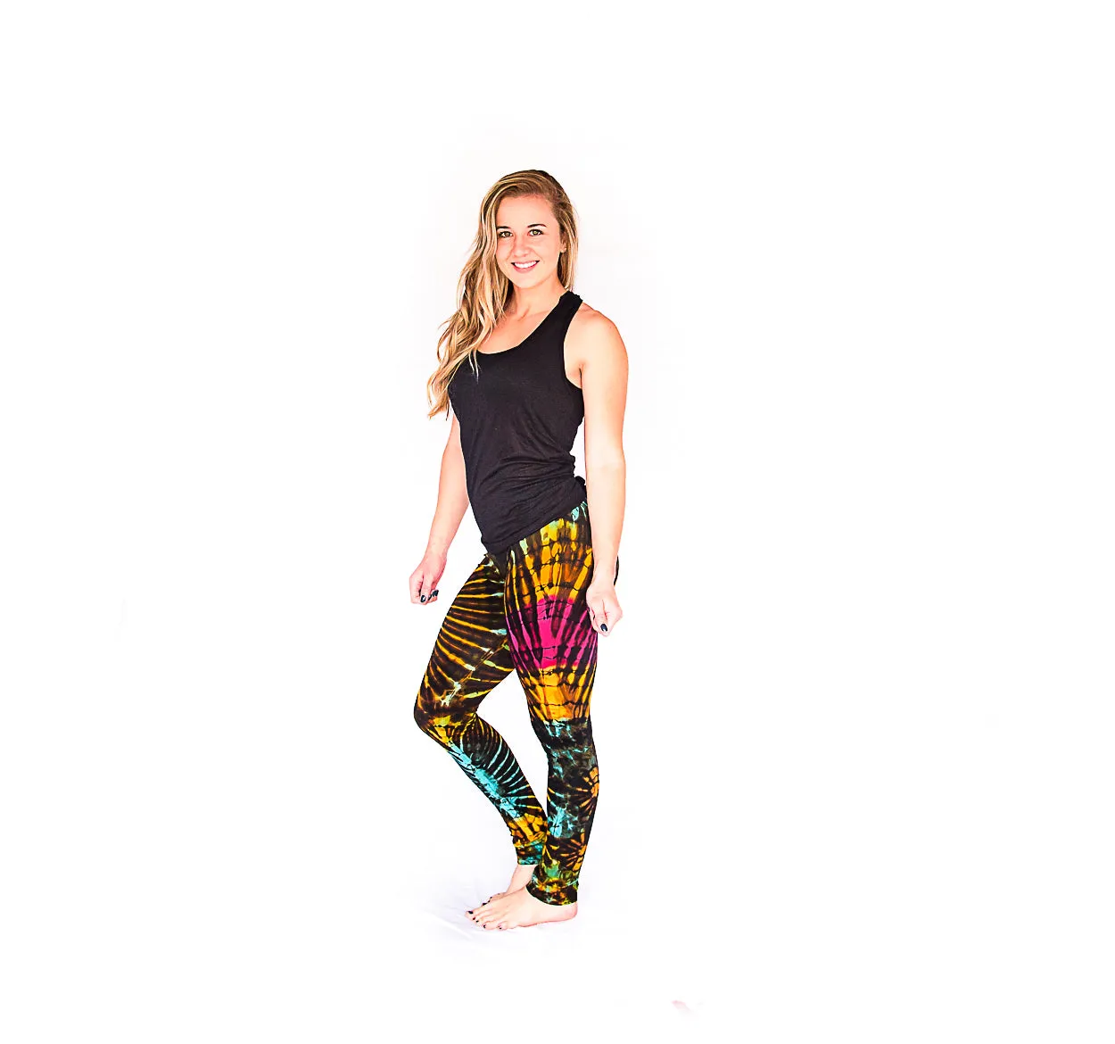 Tie Dye Leggings in Black