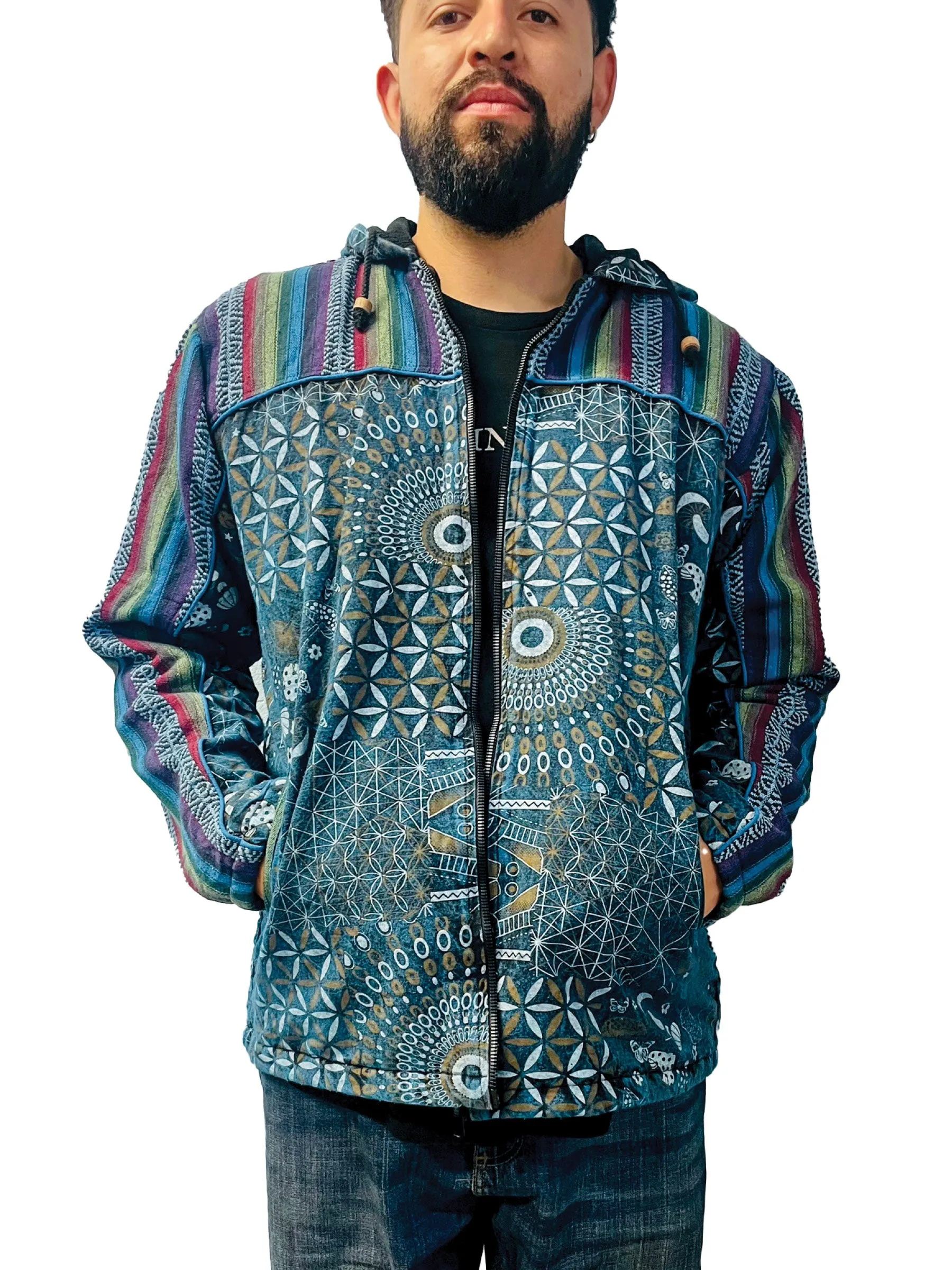 Unisex Jacket Zip-up Gheri Mandala Mushroom Print