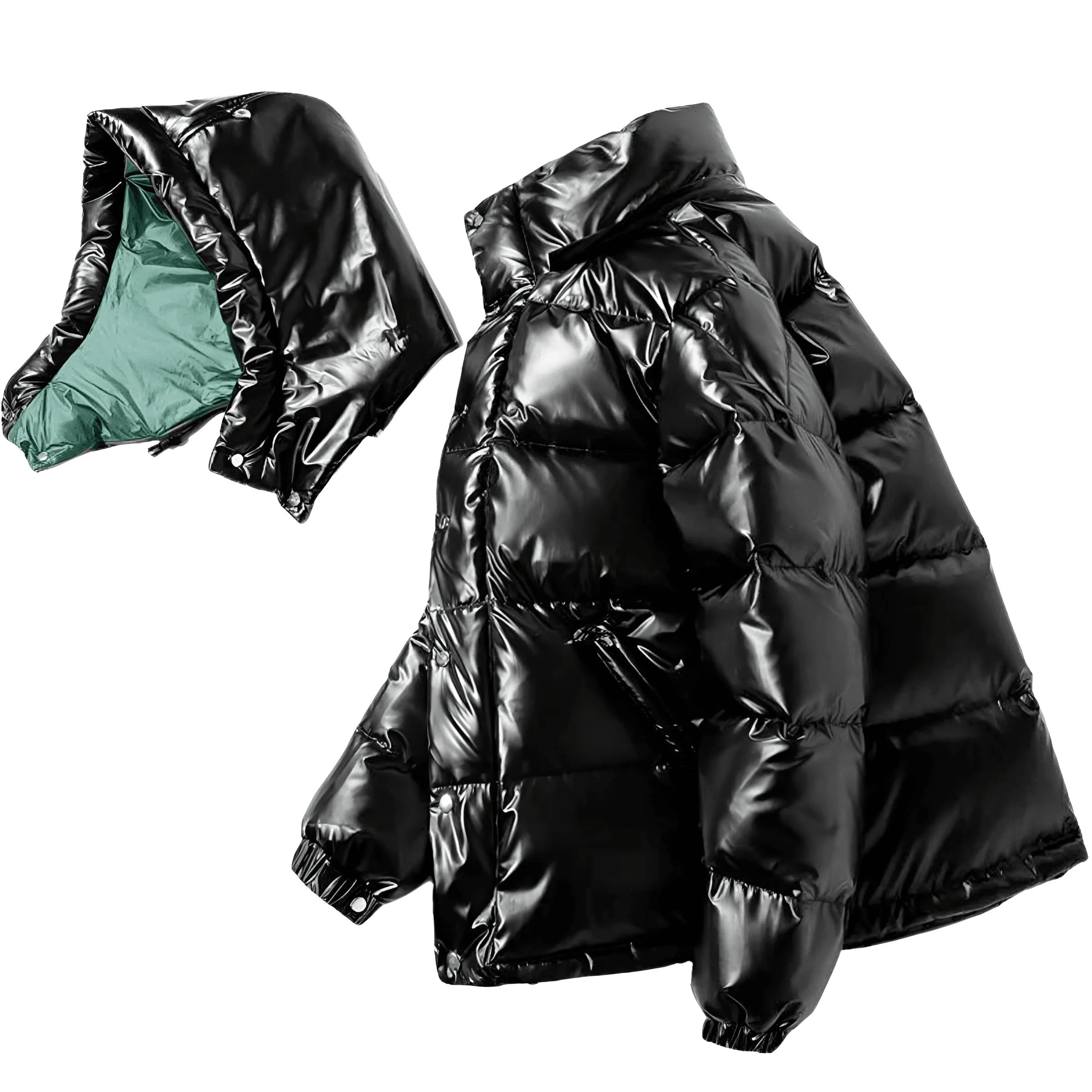 Unisex White Duck Down Puffer Jackets With Detachable Hood