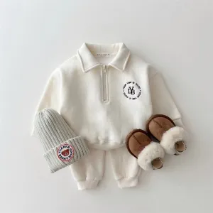 Warm Plush Polo-Style Jogger Set