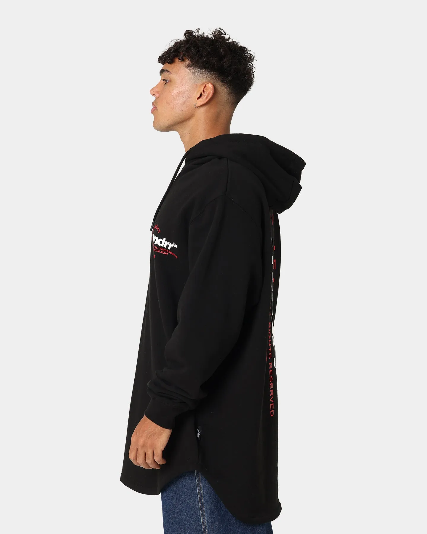 WNDRR Upstaged Curved Hem Hoodie Black