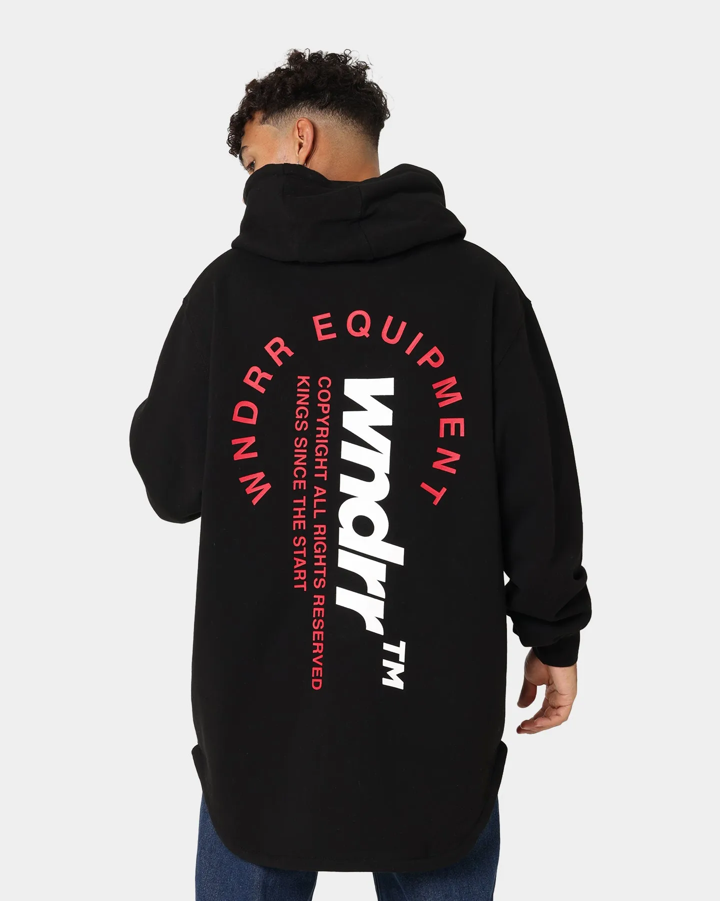 WNDRR Upstaged Curved Hem Hoodie Black