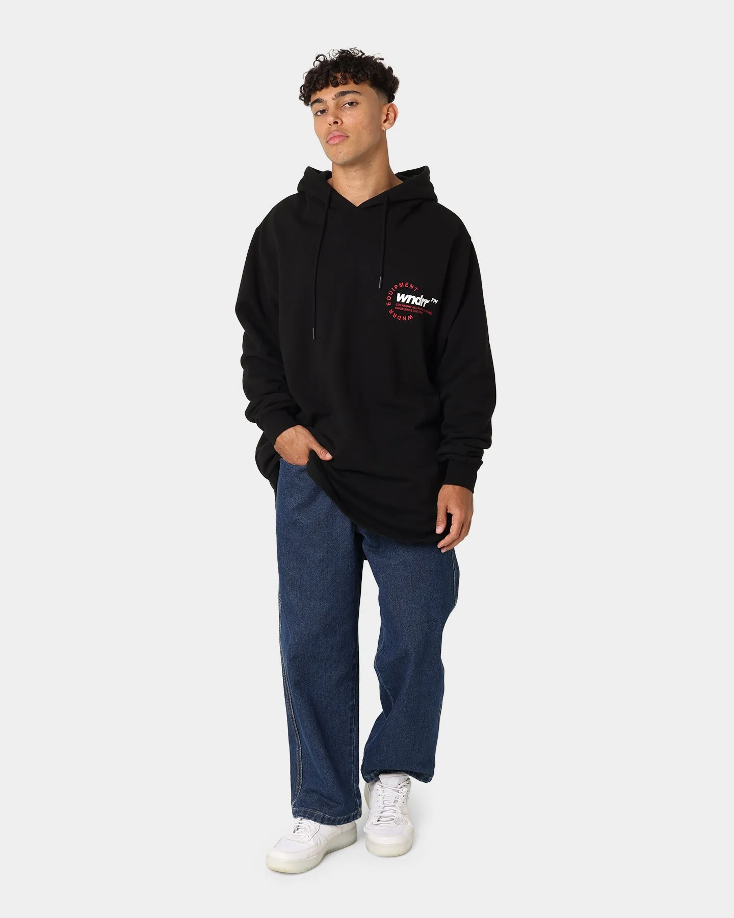 WNDRR Upstaged Curved Hem Hoodie Black