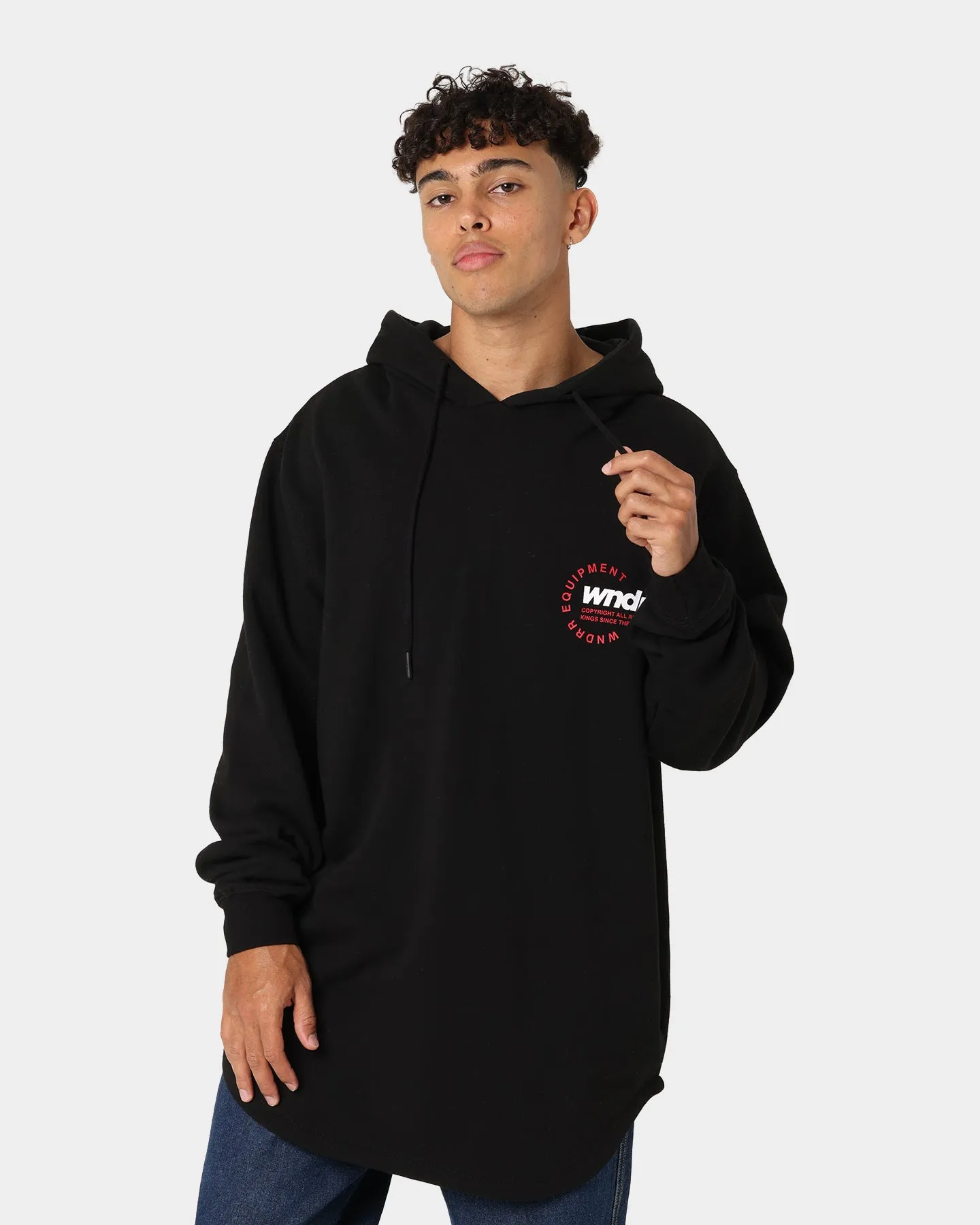 WNDRR Upstaged Curved Hem Hoodie Black