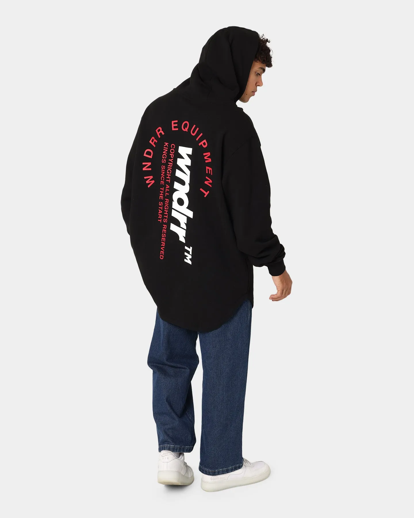 WNDRR Upstaged Curved Hem Hoodie Black